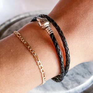 Pandora Moments Double Black Leather Bracelet